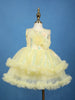 Pastel Yellow Sequins Design Net Layered Frock