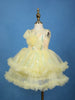 Pastel Yellow Sequins Design Net Layered Frock