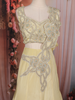 Pastel Yellow Sequins and Bead Embroidered Satin Lehenga Set with Draped Dupatta