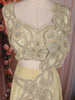 Pastel Yellow Sequins and Bead Embroidered Satin Lehenga Set with Draped Dupatta