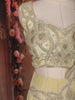 Pastel Yellow Sequins and Bead Embroidered Satin Lehenga Set with Draped Dupatta