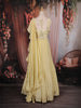 Pastel Yellow Sequins and Bead Embroidered Satin Lehenga Set with Draped Dupatta