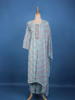 Pastel Blue Floral Printed Cotton Salwar Suit Set - Diadem