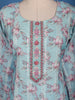 Pastel Blue Floral Printed Cotton Salwar Suit Set - Diadem