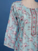 Pastel Blue Floral Printed Cotton Salwar Suit Set - Diadem