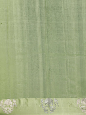 Pastel Green Floral Design Woven Silk Saree - Diadem