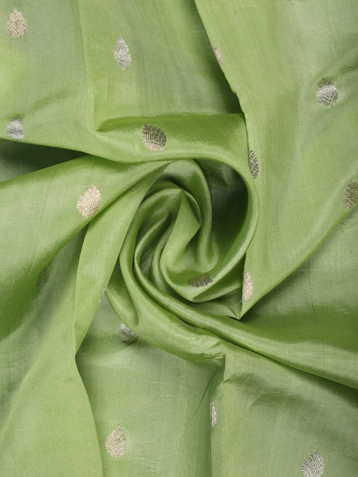 Pastel Green Floral Design Woven Silk Saree - Diadem