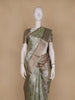 Pastel Green Floral Motifs Semi Tissue Saree - Diadem