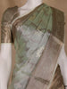 Pastel Green Floral Motifs Semi Tissue Saree - Diadem