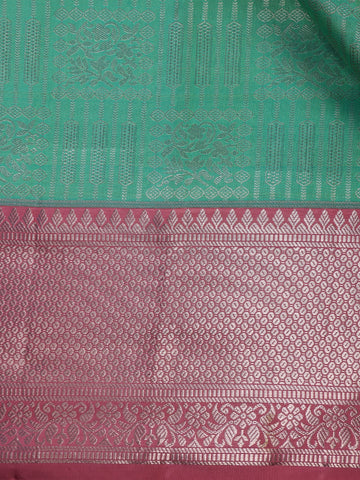 Pastel Green Floral Woven Pure Kanchipuram Silk Saree - Diadem