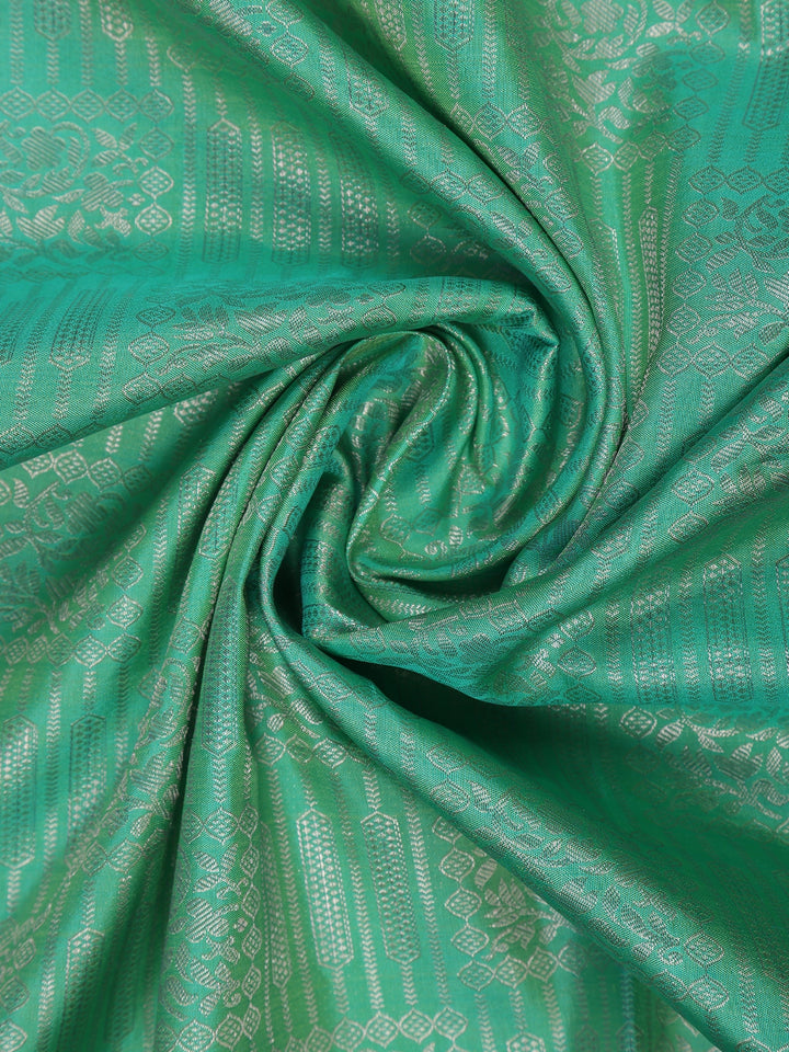 Pastel Green Floral Woven Pure Kanchipuram Silk Saree - Diadem