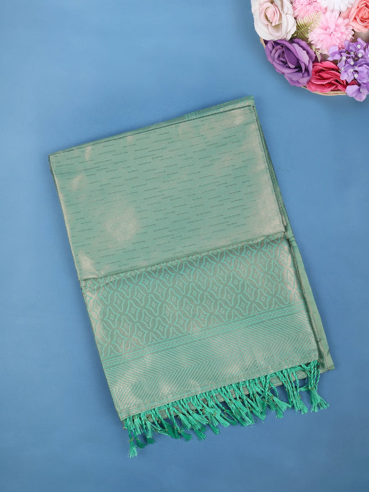 Pastel Green Minimal Design Woven Tissue Silk Saree - Diadem