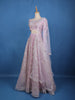Pastel Lavender Floral And Sequins Embroidered Net Lehenga for Bridesmaids - Diadem
