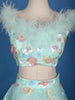 Pastel Mint Green Floral And Sequins Embroidered Net Lehenga for Bridesmaids - Diadem