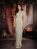 Pastel Mint Green Heavy Mirror Work and Sequins Design Net Designer Saree
