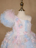 Pastel Multicolor One-Shoulder Kids Net Gown - Diadem