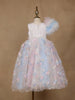 Pastel Multicolor One-Shoulder Kids Net Gown - Diadem