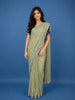 Pastel Olive Green Sequin Work Embroidery Designed Net Saree