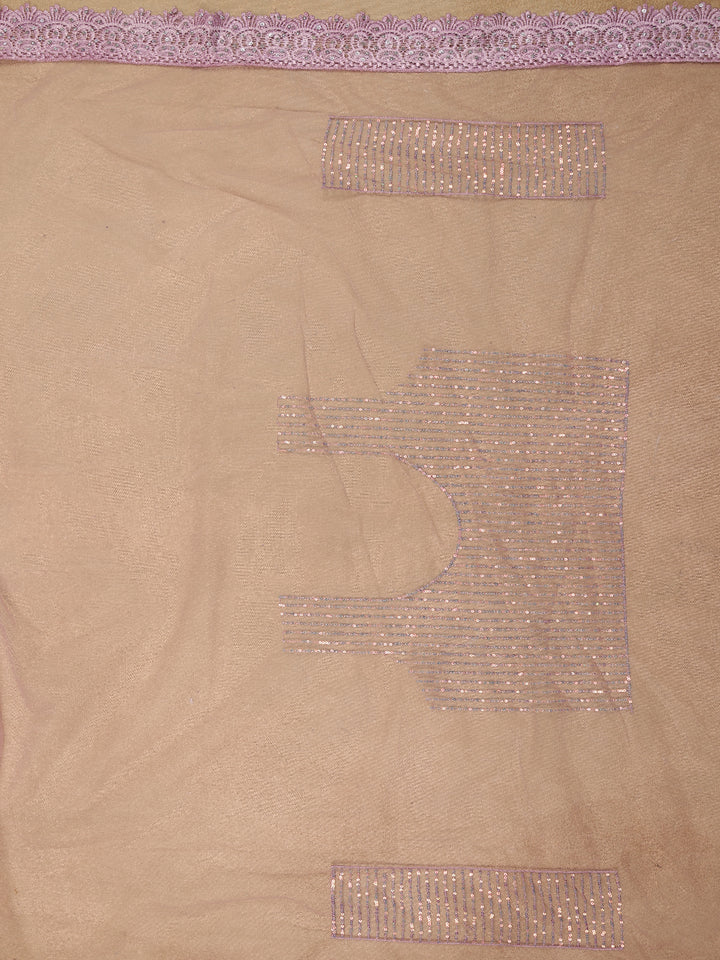 Pastel Pink Sequin Embellishment Organza Saree - Diadem
