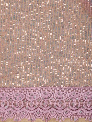 Pastel Pink Sequin Embellishment Organza Saree - Diadem