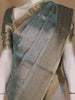 Pastel Teal Blue Floral Motifs Semi Tissue Saree