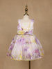 Pastel Watercolor Floral Satin Party Frock with Bow Detail - Diadem