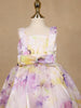 Pastel Watercolor Floral Satin Party Frock with Bow Detail - Diadem