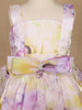 Pastel Watercolor Floral Satin Party Frock with Bow Detail - Diadem