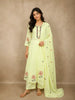 Pastel Yellow Floral Embroidered Cotton Anarkali Suit with Dupatta