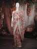 Patel Pink Floral Printed Design Pure Organza Party Wear Saree with Zari Border
