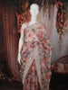 Patel Pink Floral Printed Design Pure Organza Party Wear Saree with Zari Border
