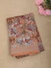 Peach Abstract Floral Printed Design Mixed Cotton Casual Wear Saree