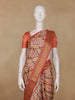 Peach Banarasi Saree with Checked Design on the Body and Contrast Border - Diadem