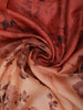 Peach Beige Floral Woven Design Pure Tussar Saree with Contrast Terracotta Rust Border