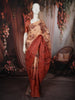 Peach Beige Floral Woven Design Pure Tussar Saree with Contrast Terracotta Rust Border