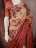 Peach Beige Floral Woven Design Pure Tussar Saree with Contrast Terracotta Rust Border