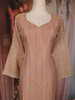 Peach Beige Striped Beads Embellished Tissue Organza Salwar Suit