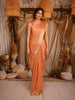 Peach Butta Woven Design Tissue Saree with Gold Zari Border