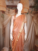 Peach Butta Woven Design Tissue Saree with Gold Zari Border