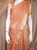 Peach Butta Woven Design Tissue Saree with Gold Zari Border