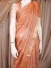 Peach Butta Woven Design Tissue Saree with Gold Zari Border