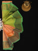 Peach Butta Woven Soft Silk Saree with Contrast Green Border