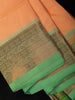 Peach Butta Woven Soft Silk Saree with Contrast Green Border