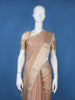 Peach Checked Design Semi Tussar Saree With Zari Border