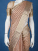 Peach Checked Design Semi Tussar Saree With Zari Border