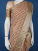 Peach Checked Design Semi Tussar Saree With Zari Border