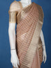 Peach Checked Design Semi Tussar Saree With Zari Border