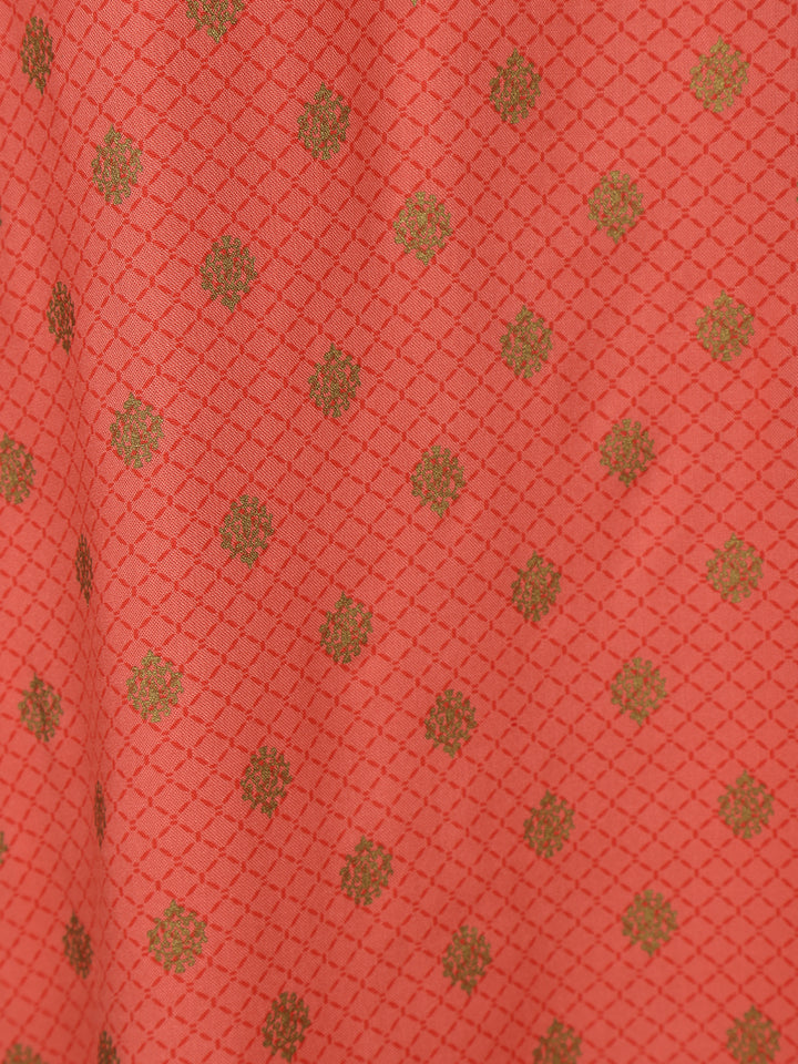 Peach Checks Printed Cotton Kurti - Diadem