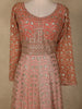 Peach Coral Heavy Sequins and Zari Embroidered Georgette Gown with Dupatta