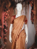 Peach Diamond Woven Kanchipuram Silk Saree with Gold Zari Border